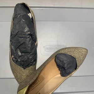 Schutz gold sparkly glitter leather ballet flats